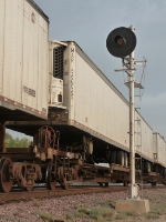 Searchlight Standing Among Trailers